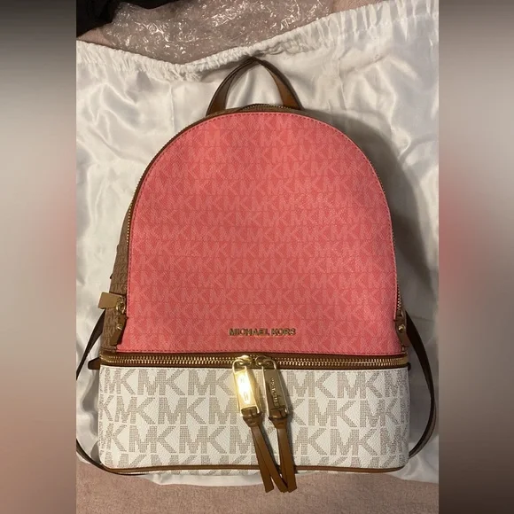 Michael Kors Brown and Pink Women\'s Backpack Free Shipping! Michael Kors Jaycee Logo Backpack, Medium  main image 2